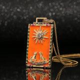 Enamel Tarot Pendant Hip Hop King Necklace Party Gift