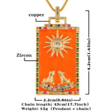 Enamel Tarot Pendant Hip Hop King Necklace Party Gift
