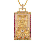 Enamel Tarot Pendant Hip Hop King Necklace Party Gift
