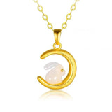 Moon Rabbit Pendant Necklace Women Tassel Jewelry Gift