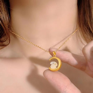 Moon Rabbit Pendant Necklace Women Tassel Jewelry Gift