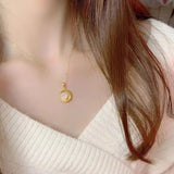 Moon Rabbit Pendant Necklace Women Tassel Jewelry Gift