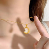 Moon Rabbit Pendant Necklace Women Tassel Jewelry Gift