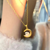 Moon Rabbit Pendant Necklace Women Tassel Jewelry Gift