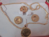 European American Alloy Plating Ring Earrings Necklace 3Pc Set Women