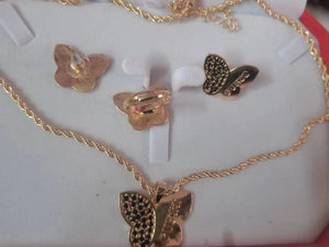 European American Alloy Plating Ring Earrings Necklace 3Pc Set Women