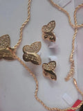 European American Alloy Plating Ring Earrings Necklace 3Pc Set Women