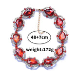 Retro Crystal Gem Short Necklace Collar Chain Accessory