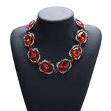 Retro Crystal Gem Short Necklace Collar Chain Accessory