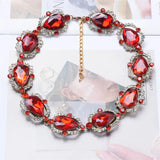 Retro Crystal Gem Short Necklace Collar Chain Accessory