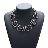 Retro Crystal Gem Short Necklace Collar Chain Accessory