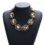 Retro Crystal Gem Short Necklace Collar Chain Accessory