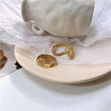 French Snakebone Soft Chain Lady Ring Double Layer Copper