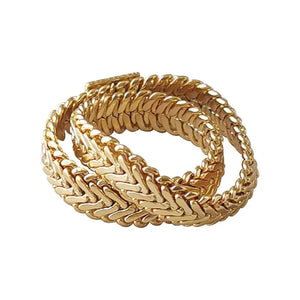 French Snakebone Soft Chain Lady Ring Double Layer Copper
