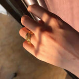 French Snakebone Soft Chain Lady Ring Double Layer Copper