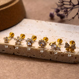 G23 Titanium Body Piercing Jewelry with Zircon Inset for Women