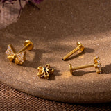 G23 Titanium Body Piercing Jewelry with Zircon Inset for Women