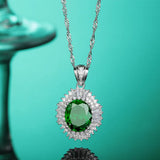 Emerald Pendant Necklace 925 Silver Diamond Water-wave Chain Wedding Jewelry