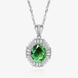 Emerald Pendant Necklace 925 Silver Diamond Water-wave Chain Wedding Jewelry