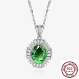 High-grade Emerald Pendant Necklace 925 Sterling Silver Diamond Water-wave Chain