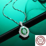 High-grade Emerald Pendant Necklace 925 Sterling Silver Diamond Water-wave Chain