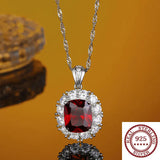 Wedding Jewelry Ruby Pendant 925 Silver Accessory Gift