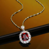 Wedding Jewelry Ruby Pendant 925 Silver Accessory Gift