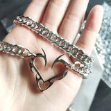 Hip-hop Hollow Flame Totems Love-shape Necklace