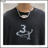 Hipster Hip-hop Thick Chain Metal Lock Necklace
