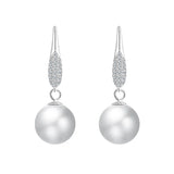 S925 Sterling Silver Round Pearl Hoop Earrings, Ear Jewelry Gift