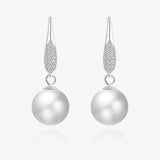 S925 Sterling Silver Round Pearl Hoop Earrings