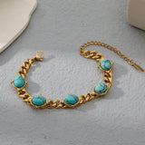 Hot Natural Stone Stainless Steel Ladies Bracelet 18K Plated Jewelry