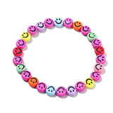 Bohemian Acrylic Smiling Face Beaded Bracelet Women's Jewelry