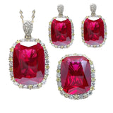 Ruby Red Corundum Jewelry Set for Women