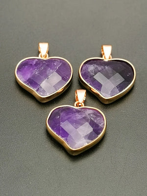 Amethyst Heart Pendant Necklace - Love Heart Jewelry Gift