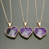 Amethyst Heart Pendant Necklace - Love Heart Jewelry Gift