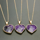 Amethyst Heart Pendant Necklace - Love Heart Jewelry Gift