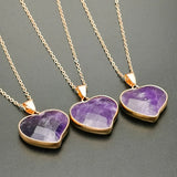 Amethyst Heart Pendant Necklace - Love Heart Jewelry Gift