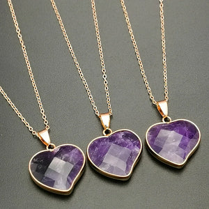 Amethyst Heart Pendant Necklace - Love Heart Jewelry Gift