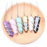 European & American Silver Plated Pink Crystal Rough Stone Life Necklace