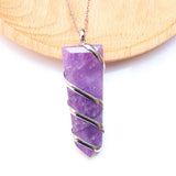 European & American Silver Plated Pink Crystal Rough Stone Life Necklace