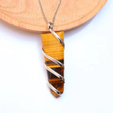 European & American Silver Plated Pink Crystal Rough Stone Life Necklace