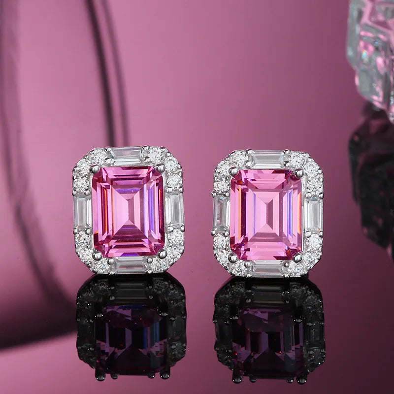 Pink Crystal High Carbon Stone Earrings