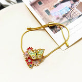 Daisy Flower Butterfly Enamel Bracelet Adjustable