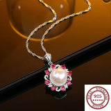 S925 Sterling Silver Large Pearl Pendant Necklace Elegant Jewelry Gift