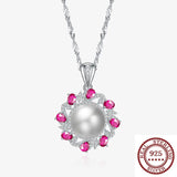 S925 Sterling Silver Large Pearl Pendant Necklace Elegant Jewelry Gift