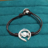 925 Silver Rope Chain Circle Pearl Bracelet Gift