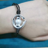 925 Silver Rope Chain Circle with Pearl Bracelet Jewelry