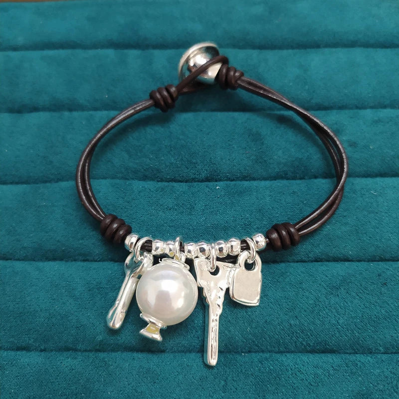 925 Silver Ropes Pearl Keys Bracelet