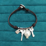 925 Silver Ropes Pearl Keys Bracelet